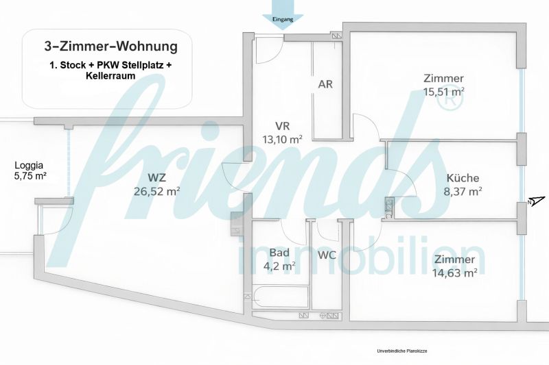 3-Zimmer-Wohnung mit Loggia und Parkplatz / / 2344 Maria Enzersdorf / Bild 1