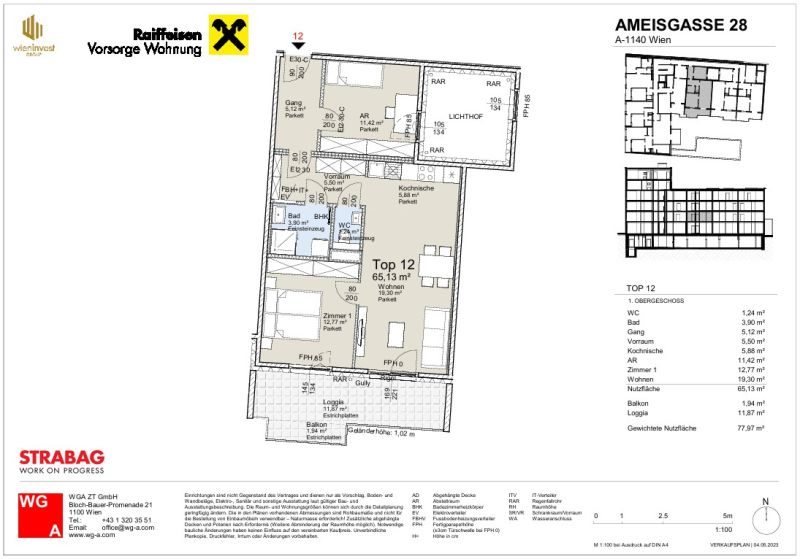 Attraktive 2,5-Zimmer-Wohnung �berzeugt mit einer durchdachten Raumaufteilung und gro�er Freifl�che- bezugsfertig zu kaufen in 1140 Wien /  / 1140&nbsp;Wien / Bild 9