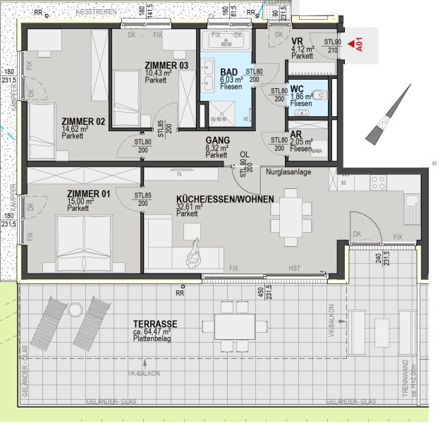 Exklusives Wohnen am Ruckerlberg - 4 Zimmer - mit Sonnen-Terrasse /  / 8010&nbsp;Graz / Bild 1