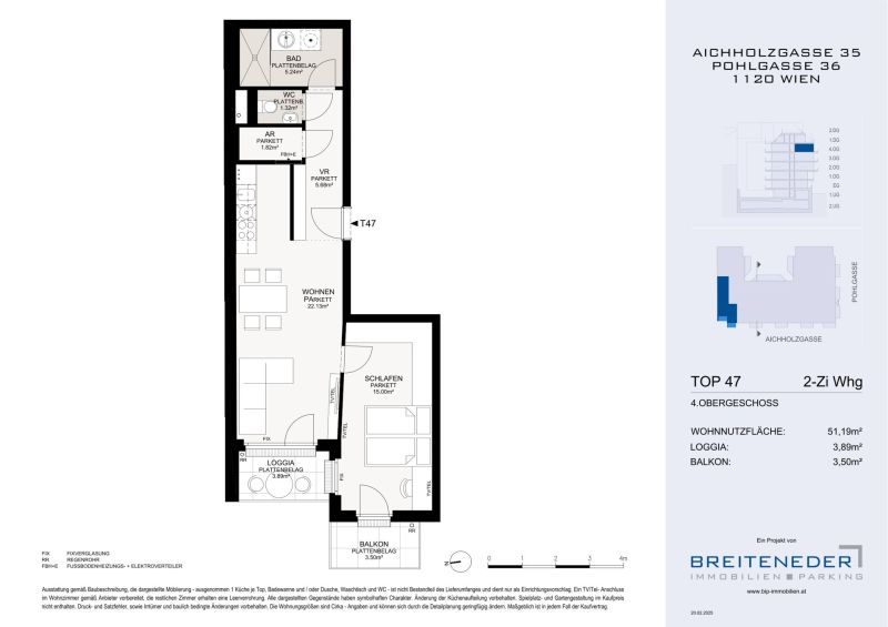 Kompakte 2 Zimmer mit Loggia und Balkon im 4. Obergescho� - zu kaufen in 1120 Wien /  / 1120&nbsp;Wien / Bild 8