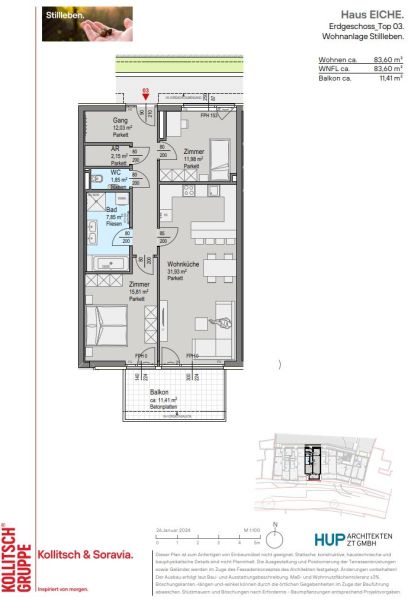 PROVISIONSFREI: S�dseitige Balkonwohnung im Erdgescho� mit 3 Zimmern im Gr�nen - zu kaufen in 2391 Kaltenleutgeben /  / 2391&nbsp;Kaltenleutgeben / Bild 7