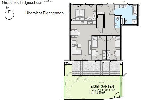 Luxuri�se Neubauwohnung mit gro�z�gigem Eigengarten in Graz! /  / 8054&nbsp;Graz / Bild 2