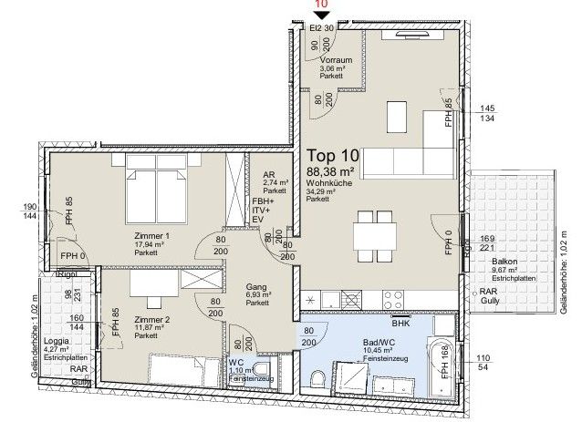 Bezugsfertige Wohnung im 1. Obergescho�, mit Loggia und Balkon - zu kaufen in 1170 Wien /  / 1170&nbsp;Wien, Hernals / Bild 5