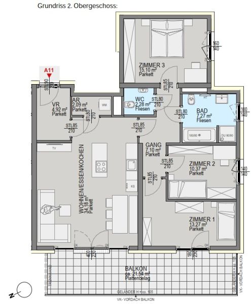 Luxuri�se Wohnung mit Balkon in Graz-Waltendorf /  / 8010&nbsp;Graz / Bild 2