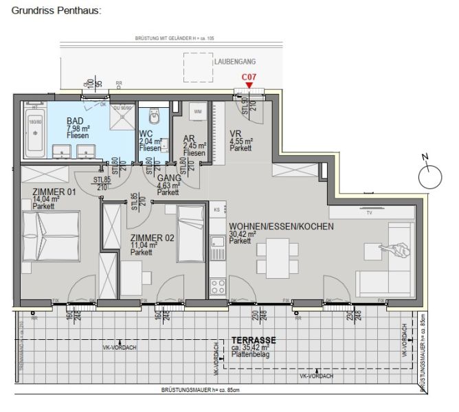 Luxuriöse Penthaus-Wohnung, im Neubauprojekt mit Balkon in Graz! / / 8054 Graz / Bild 1