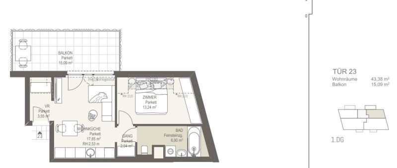 Martha3 ? Hochwertig Wohnen in Wien-Donaustadt - Kompakte Balkonwohnung im Dachgescho� zu kaufen in 1220 Wien /  / 1220&nbsp;Wien / Bild 5