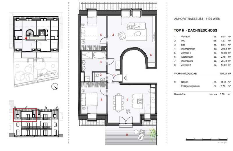 4 Zimmer im neu ausgebauten Dachgeschoß, großer gartenseitiger Balkon, Grünblick - zu kaufen in 1130 Wien / / 1130 Wien / Bild 5