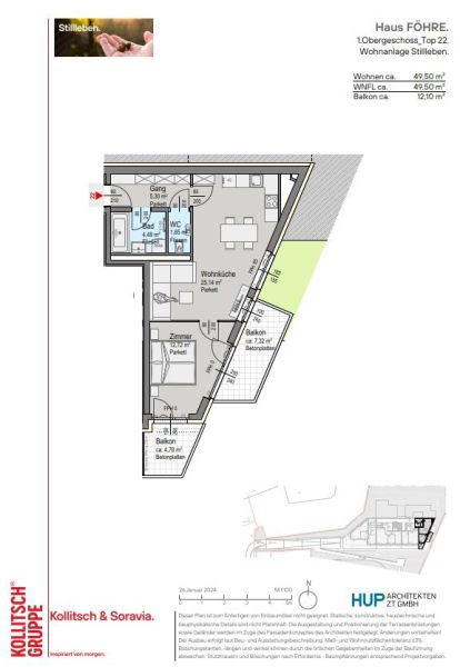 PROVISIONSFREI: 2-Zimmer Neubauwohnung mit wundersch�nem Wienerwaldblick - Balkonwohnung zu kaufen in 2391 Kaltenleutgeben /  / 2391&nbsp;Kaltenleutgeben / Bild 6