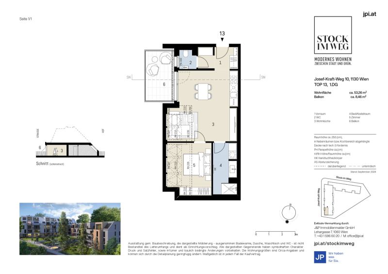 Moderne Zwei-Zimmer-Wohnung im 1. Dachgeschoss mit klarer Architektur und besonderem Wohnambiente zu kaufen in 1130 Wien /  / 1130&nbsp;Wien / Bild 7