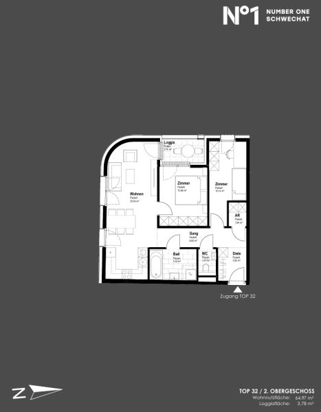 Moderne 3-Zimmer-Wohnung mit Loggia in bester Lage am Hauptplatz 1 in 2320 Schwechat zu kaufen / / 2320 Schwechat / Bild 1