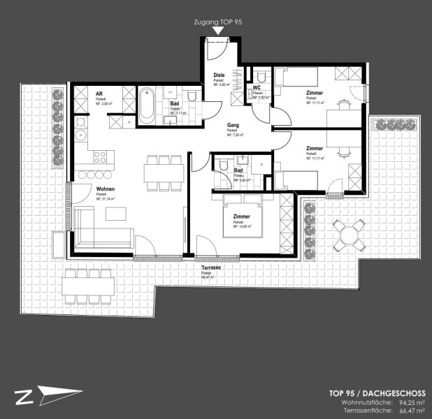 Dachgescho�-Traum mit gro�er Terrasse - Top Lage am Hauptplatz - 4-Zimmer-Wohnung zu kaufen in 2320 Schwechat /  / 2320&nbsp;Schwechat / Bild 9