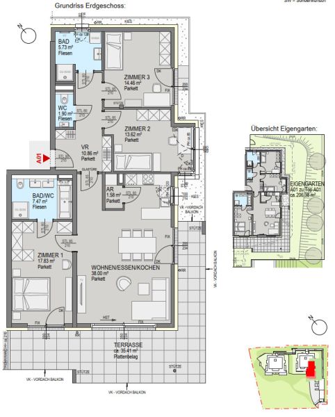 Exklusive 4-Zimmer-Wohnung mit Garten - in Bestlage - St. Peter / / 8042 Graz / Bild 2