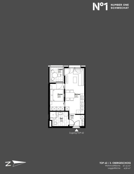 N°1 in Schwechat - 2-Zimmer Wohnung mit Loggia zu kaufen in 2320 Schwechat / / 2320 Schwechat / Bild 9