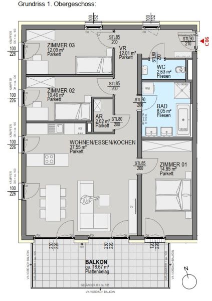 Luxuriöse Neubauwohnung mit großzügigem Balkon in Graz! / / 8054 Graz / Bild 1