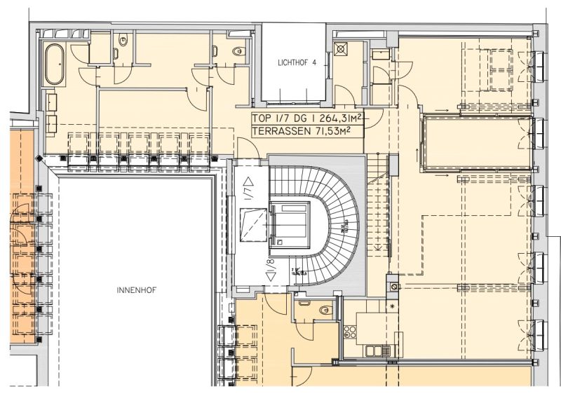 Exklusive Maisonette im Dachgeschoß im herrschaftlichen Palais, mit Terrassen, Blick Richtung Karlskirche - zu kaufen in 1040 Wien / / 1040 Wien, Wieden / Bild 6