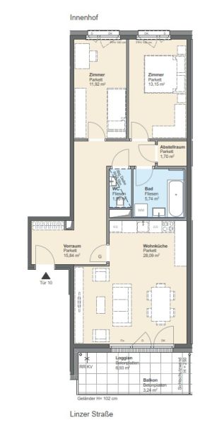Bezugsfertige Balkonwohnung mit 3 Zimmern - zu kaufen in 1140 Wien /  / 1140&nbsp;Wien / Bild 9