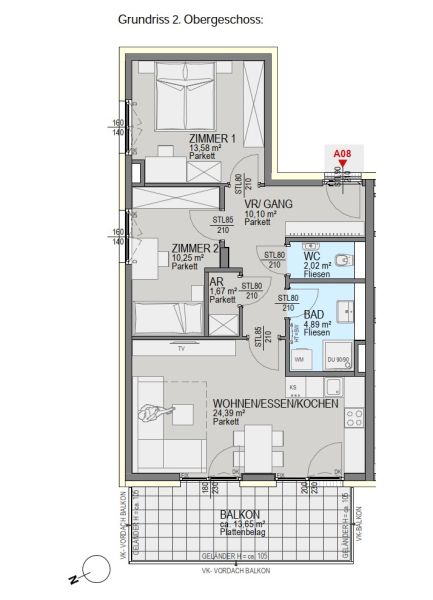 Luxuriöse Wohnung mit Balkon in Graz-Waltendorf / / 8010 Graz / Bild 2
