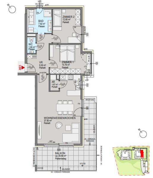 Exklusive 3-Zimmer- Wohnung in Top-Lage - St. Peter /  / 8042&nbsp;Graz / Bild 1