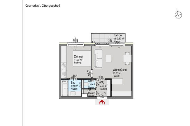 Durchdachtes Raumkonzept: Balkonwohnung mit Blick in den Wienerwald - zu kaufen in 1140 Wien /  / 1140&nbsp;Wien / Bild 7