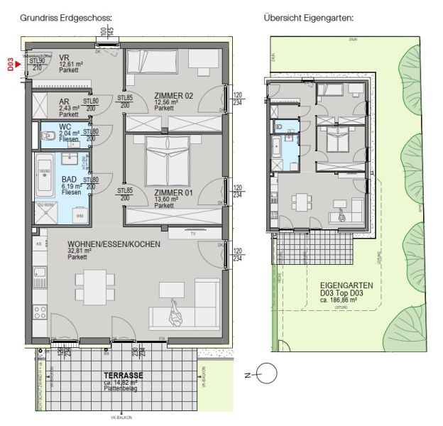 Luxuriöse Neubauwohnung mit großzügigem Eigengarten in Graz! / / 8054 Graz / Bild 1