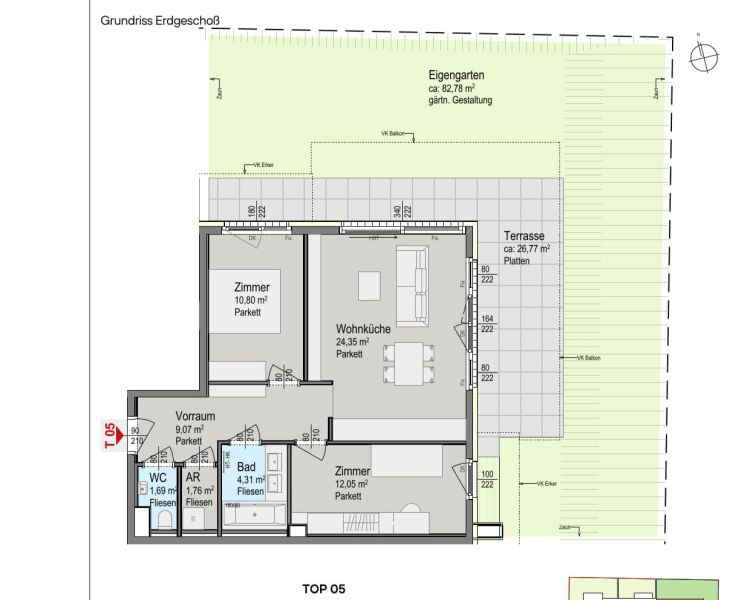 Komfort trifft Natur - 3 Zimmer Wohnung mit Terrasse  und Garten - provisionsfrei zu kaufen in 1140 Wien /  / 1140&nbsp;Wien / Bild 7