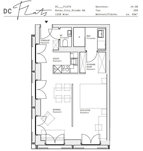 Erstbezug in den DC Flats ? Smarte 1-Zimmer-Wohnung ? zu mieten in 1220 Wien /  / 1220&nbsp;Wien / Bild 3