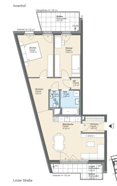 Bezugsfertig in Penzing: 3 Zimmer mit 2 Freiflächen - provisionsfrei zu kaufen in 1140 Wien / / 1140 Wien / Bild 0