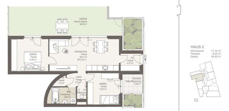 Martha3 ? Hochwertig Wohnen in Wien-Donaustadt - 3 Zimmer mit Garten im Erdgescho� - zu kaufen in 1220 Wien /  / 1220&nbsp;Wien / Bild 5