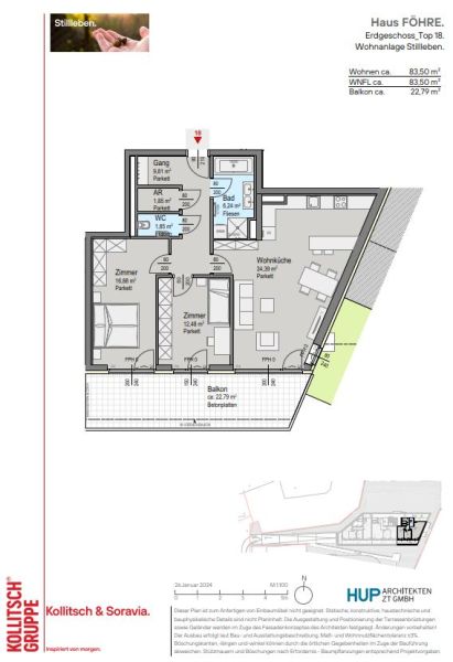 PROVISIONSFREI: Blick ins Gr�ne: S�dseitige Balkonwohnung mit 3 Zimmern - zu kaufen in 2391 Kaltenleutgeben /  / 2391&nbsp;Kaltenleutgeben / Bild 7