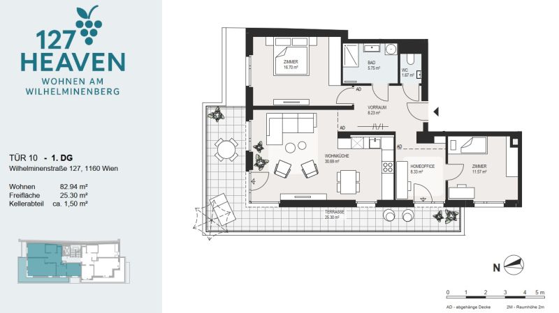 Dachgescho�-Traum mit Terrasse -  Exklusive Wohnung am Wilhelminenberg mit 3,5 Zimmern - zu kaufen in 1160 Wien /  / 1160&nbsp;Wien / Bild 5