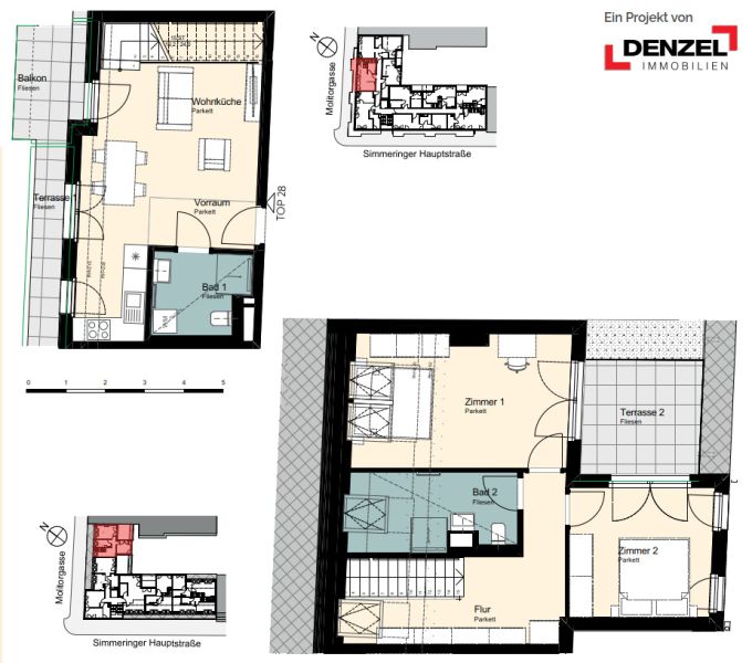 3-Zimmer-Maisonettewohnung mit zwei Terrassen ? Erstbezug - zu mieten im Neubauprojekt ?Herz & Heim? in Simmering, 1110 Wien / / 1110 Wien / Bild 7