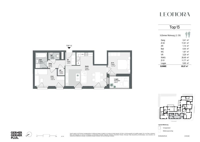 Hochwertige 3-Zimmer-Wohnung mit westseitiger Loggia - zu kaufen in 1170 Wien / / 1170 Wien / Bild 9