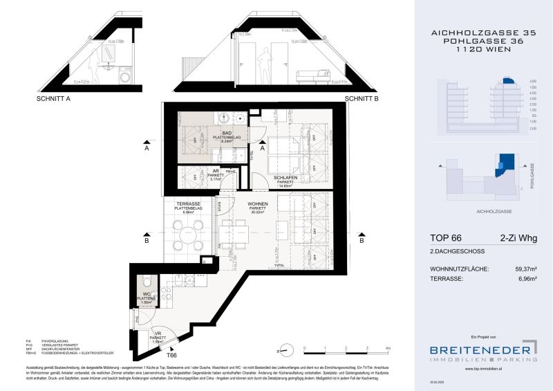 Kuschelige, sonnige Dachgescho�-Wohnung mit Terrasse, Bad mit Fenster - zu kaufen in 1120 Wien /  / 1120&nbsp;Wien / Bild 8