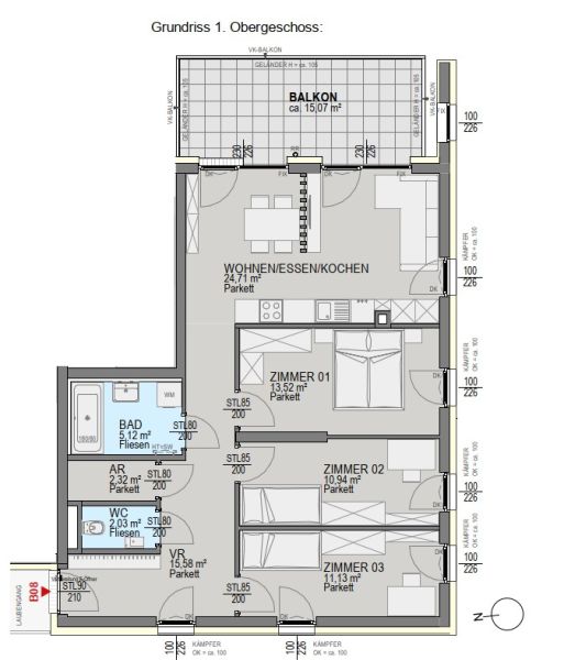 Helle Eigentumswohnung im Neubauprojekt mit Balkon in Graz! / / 8054 Graz / Bild 4