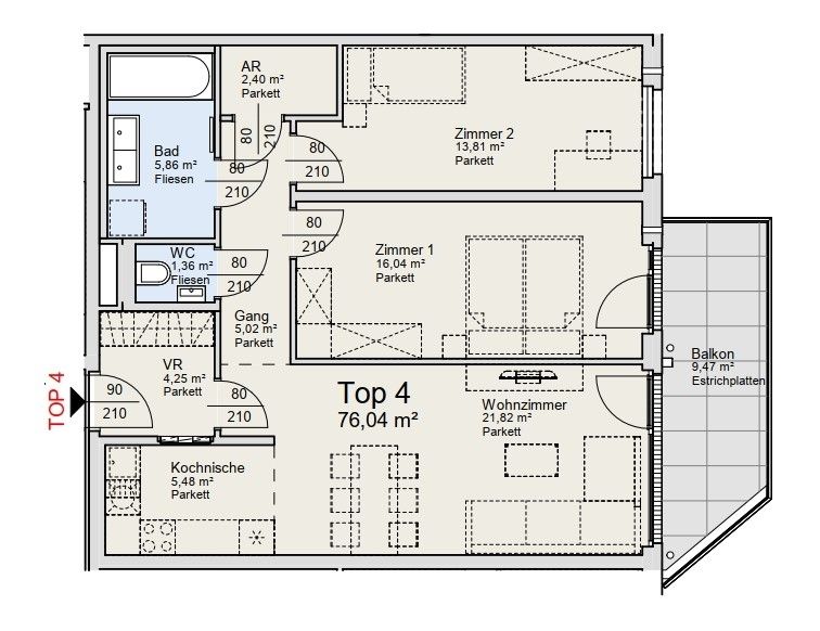 Bezugsfertige 3-Zimmer-Wohnung mit gem�tlichem Balkon - �stliche Ausrichtung - fertig gestellt kaufen in 1140 Wien /  / 1140&nbsp;Wien / Bild 2