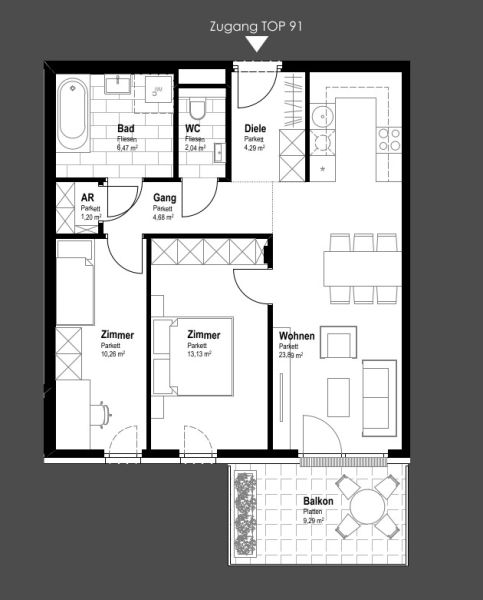 Balkonwohnung in bester Lage am Hauptplatz - Ausrichtung nach Osten - zu kaufen in 2320 Schwechat /  / 2320&nbsp;Schwechat / Bild 1