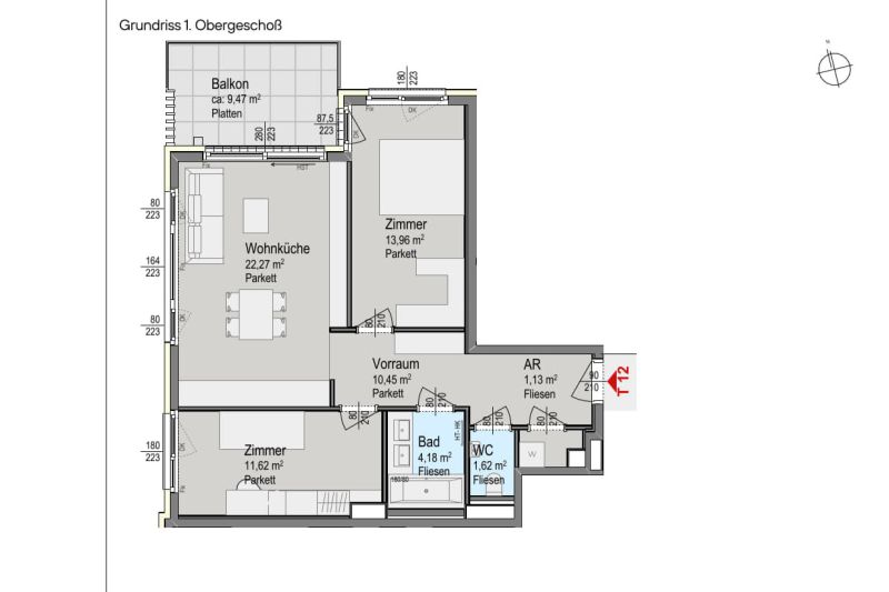 Charmante 3-Zimmer-Wohnung mit Balkon und Blick in den Wienerwald - zu kaufen in 1140 Wien /  / 1140&nbsp;Wien / Bild 7
