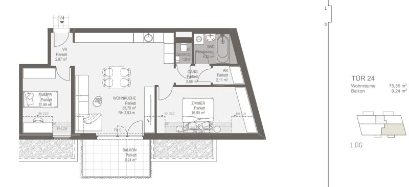 Martha3 ? Hochwertig Wohnen in Wien-Donaustadt - Balkonwohnung im Dachgescho� zu kaufen in 1220 Wien /  / 1220&nbsp;Wien / Bild 5