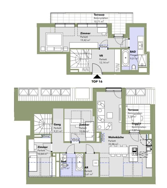 Maisonette-Wohnung im Dachgescho�, 118 m� mit 2 Terrassen, 2 B�der - zu kaufen im Erstbezug in 1140 Wien /  / 1140&nbsp;Wien / Bild 0