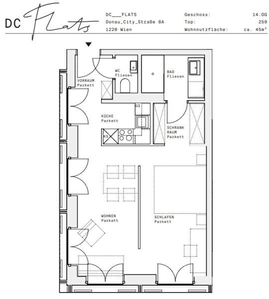 Erstbezug in den DC Flats ? Smarte 1-Zimmer-Wohnung ? zu mieten in 1220 Wien / / 1220 Wien / Bild 3