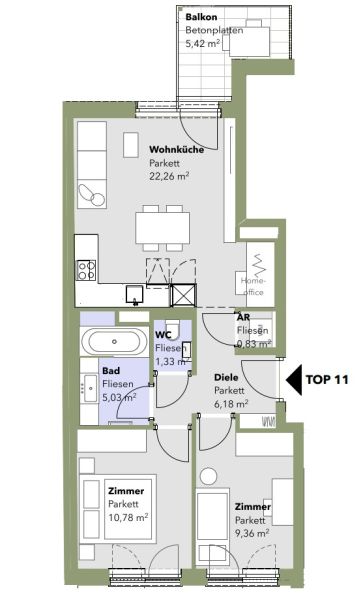 Balkonwohnung mit durchdachtem Grundriss - U3-Anbindung - im Erstbezug zu kaufen in 1140 Wien / / 1140 Wien / Bild 0