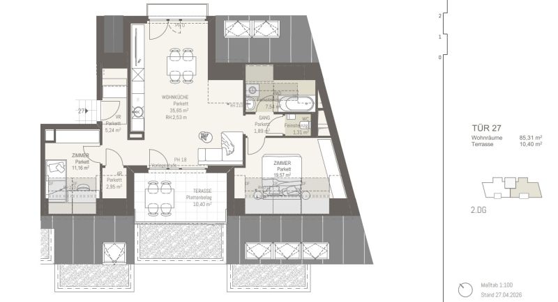 Dachgescho�-Wohnung mit S�d-West-Terrasse ? Hochwertig Wohnen in Wien-Donaustadt - zu kaufen in 1220 Wien /  / 1220&nbsp;Wien / Bild 5