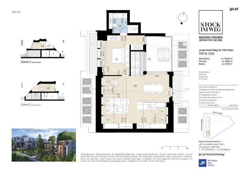 Exklusive 5-Zimmer-Dachgeschoss-Maisonette mit Balkon, Terrasse & Fernblick in Ober St. Veit zu kaufen in 1130 Wien /  / 1130&nbsp;Wien / Bild 12