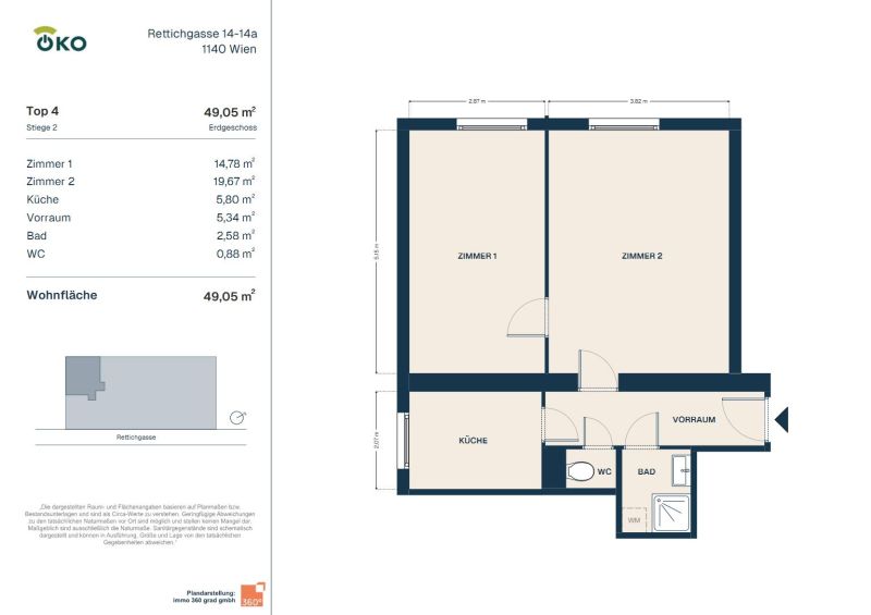 Geräumige 2-Zimmer-Wohnung im EG / / 1140 Wien / Bild 1