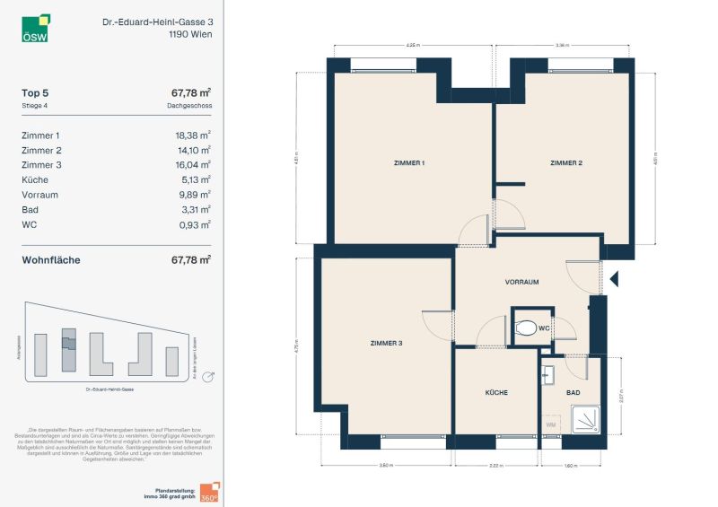 Geräumige 3-Zimmer-Wohnung im DG / / 1190 Wien / Bild 1