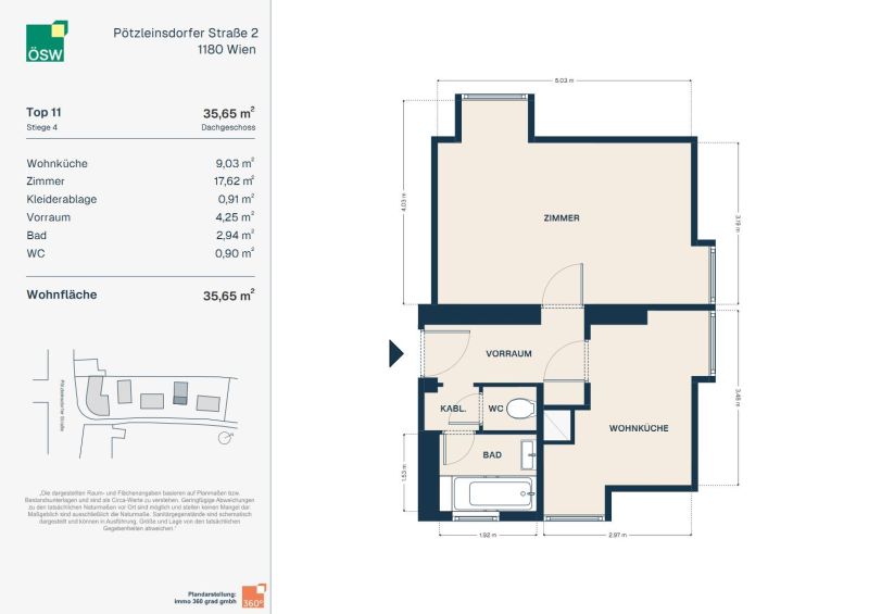 Ger�umige 2-Zimmer-Wohnung im DG /  / 1180&nbsp;Wien / Bild 1