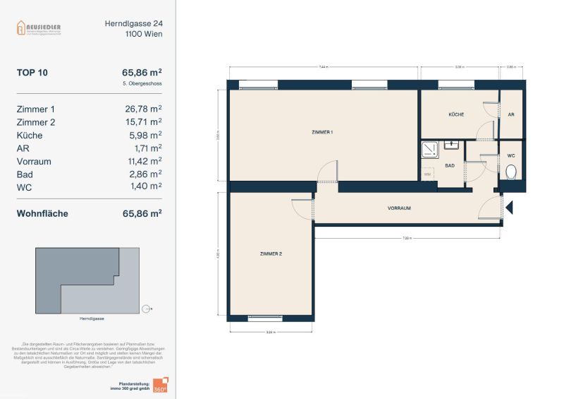 Ger�umige 2-Zimmer-Wohnung im 5.OG /  / 1100&nbsp;Wien / Bild 1