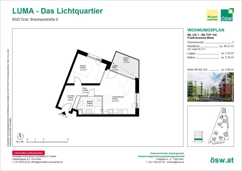 Neubauwohnung im Gr�nen mit niedrigen Energiekosten /  / 8020&nbsp;Graz / Bild 1