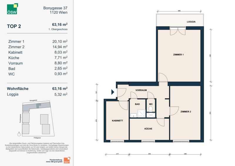 3-Zimmer-Wohnung mit Balkon im Gr�nen unbefristet & provisionsfrei (ACHTUNG: UNSANIERT!) /  / 1120&nbsp;Wien / Bild 1