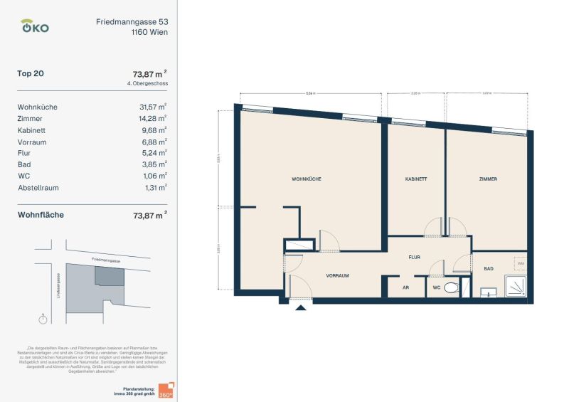 Geräumige 3-Zimmer-Wohnung im 4.OG / / 1160 Wien / Bild 1